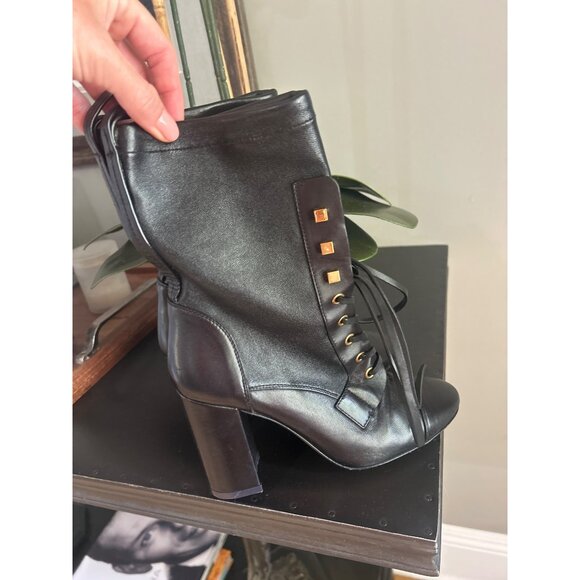 Stuart Weitzman Veruka Leather Lace-Up Booties Black Womens Size 6 - Picture 8 of 14